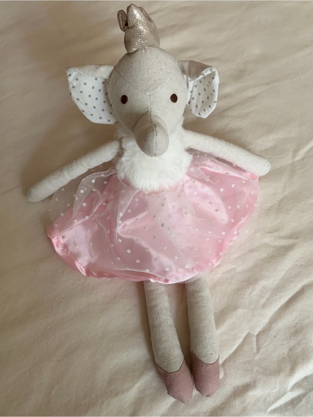 Orange Tree Kids Cream Cloth Princess Ballerina Elephant 13” doll